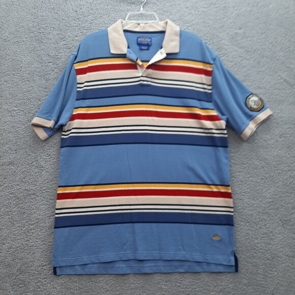 Pendleton Mens Striped Blue Polo Shirt With Yosemite Park Blanket Patch Size XL - Picture 1 of 6